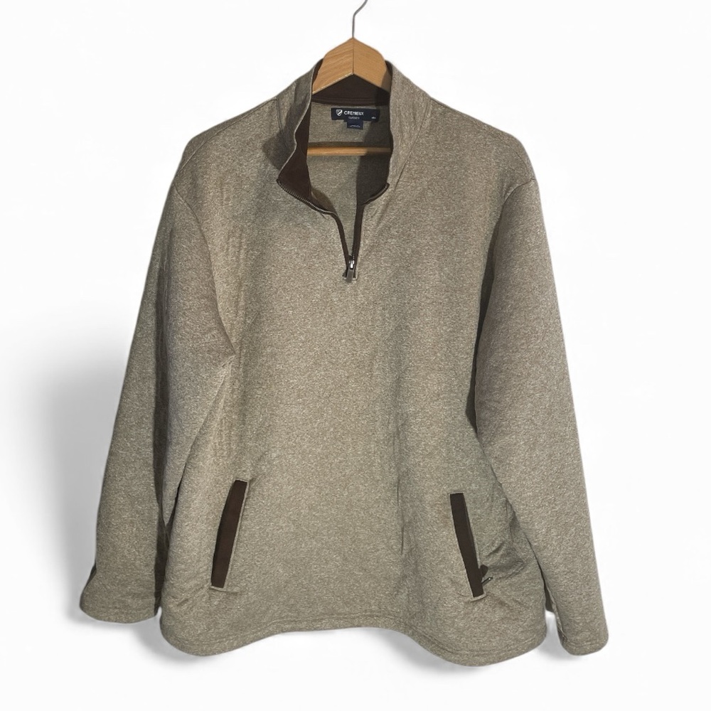 H7- Daniel Cremieux Classics Men's Tan Quarter Zip-Up Sweater